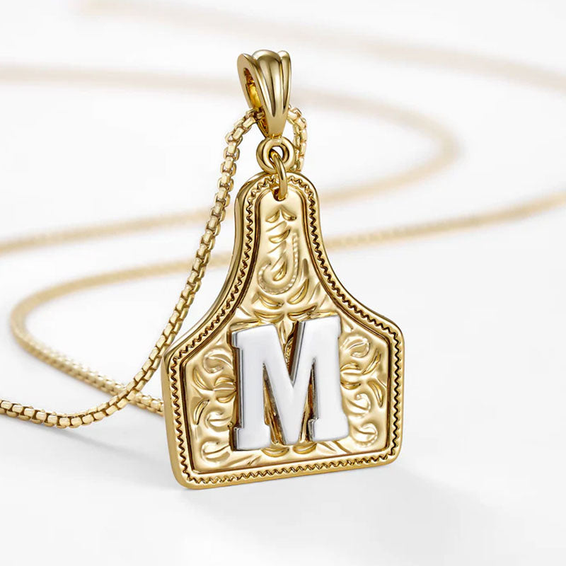 🤠 Letter Pendant CowTag Initial Necklace