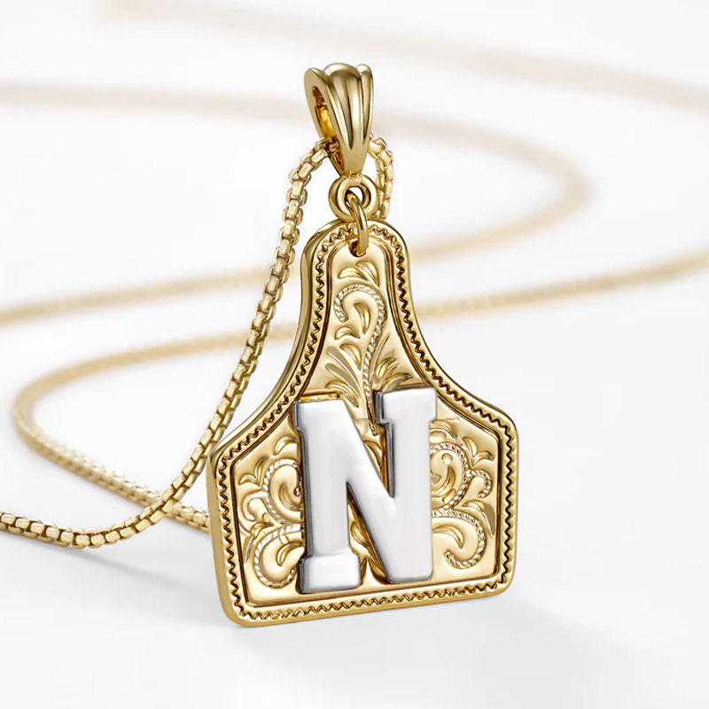 🤠 Letter Pendant CowTag Initial Necklace