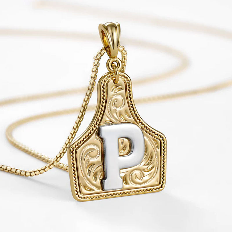 🤠 Letter Pendant CowTag Initial Necklace