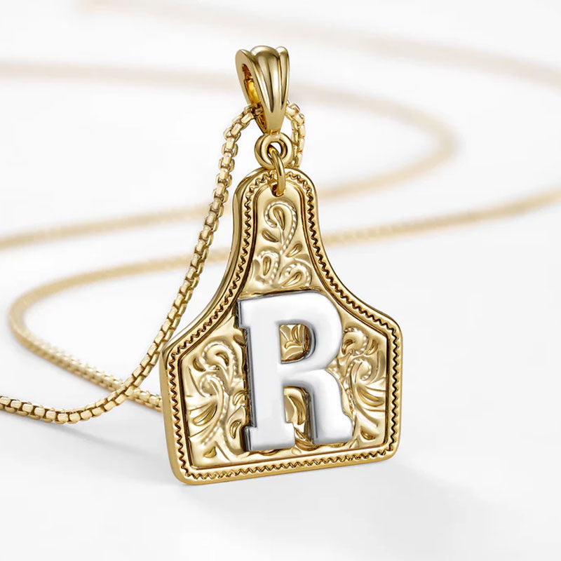 🤠 Letter Pendant CowTag Initial Necklace