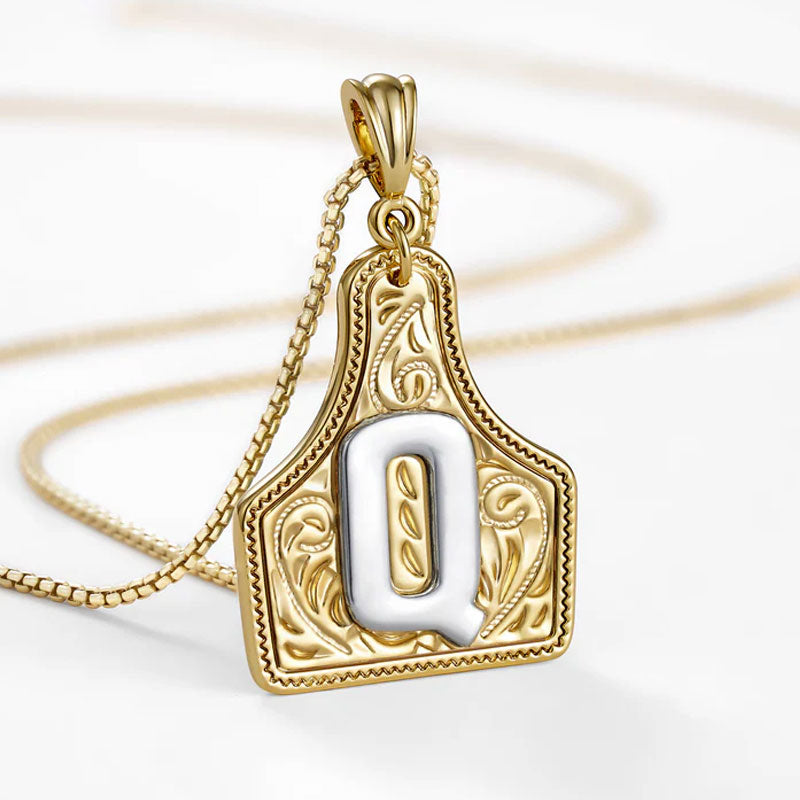 🤠 Letter Pendant CowTag Initial Necklace