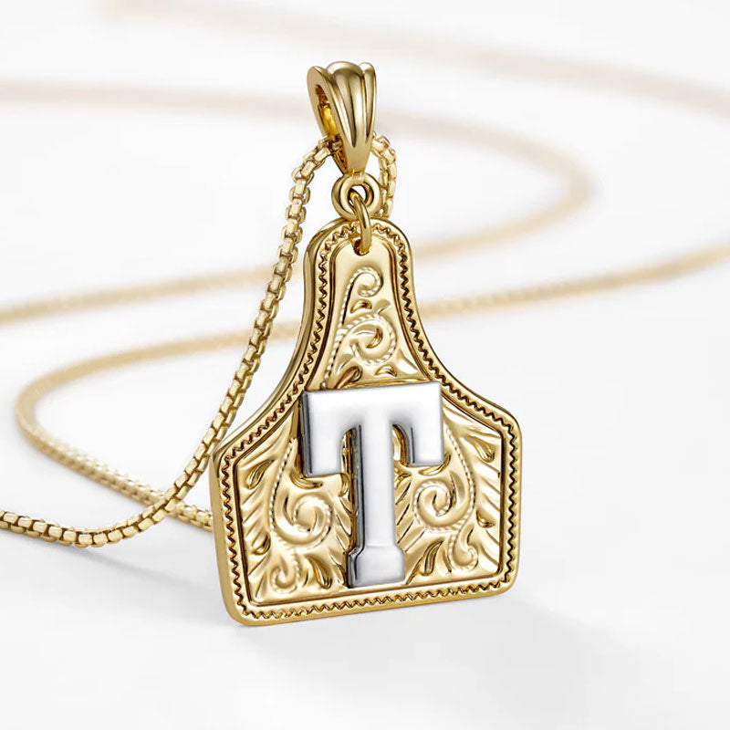 🤠 Letter Pendant CowTag Initial Necklace