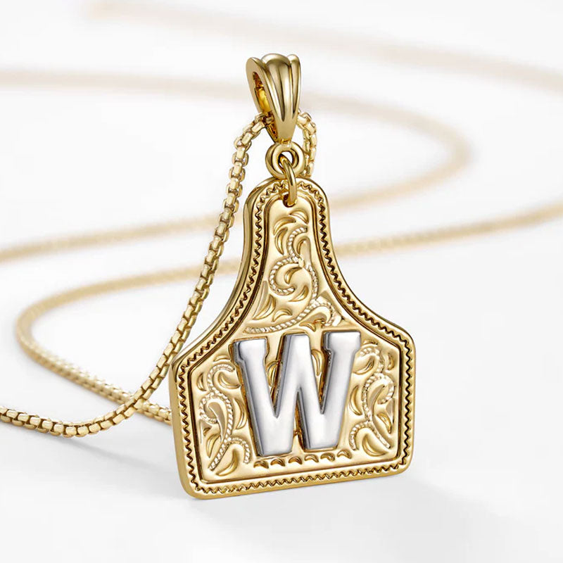 🤠 Letter Pendant CowTag Initial Necklace