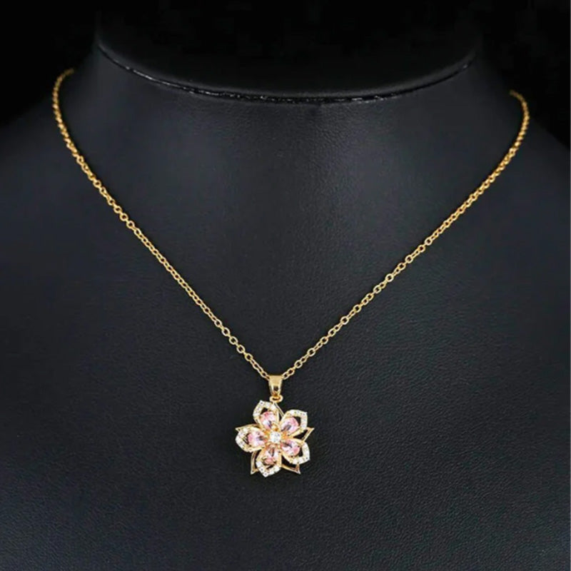 Rotating Bauhinia Zircon Necklace
