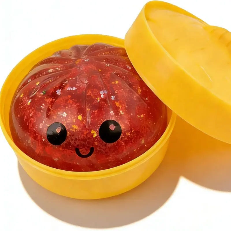 Glitter Dumpling Squishy Box - Cute Anxiety Relief Fidget Toy, with Steamer Box