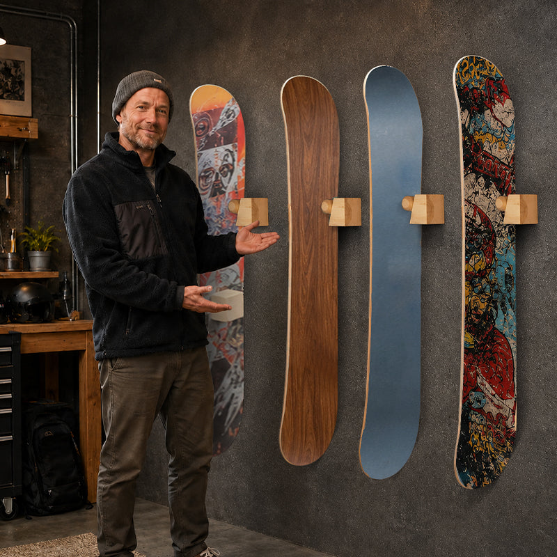 Wooden Skateboard Wall Mount Rack