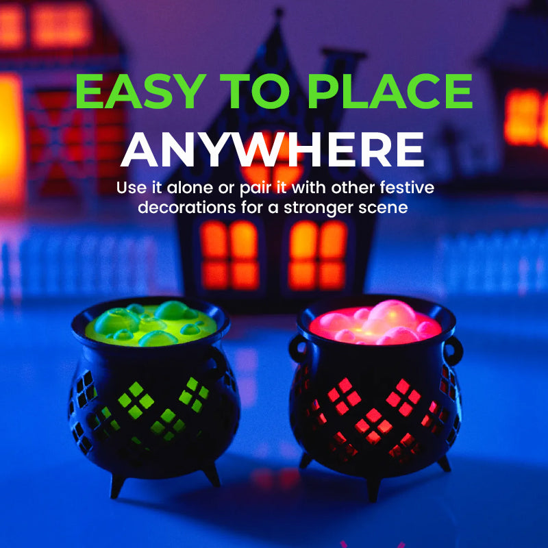 Halloween Witch Cauldron Tea Light Holder | Spooky LED Candle Lamp Decoration