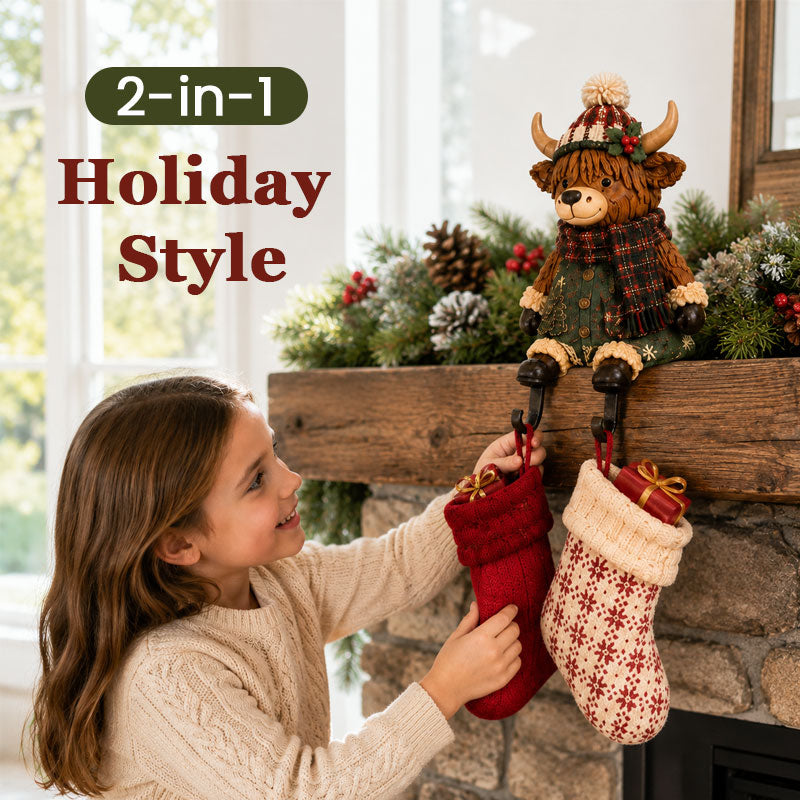 Festive Christmas Stocking Holder Figurines