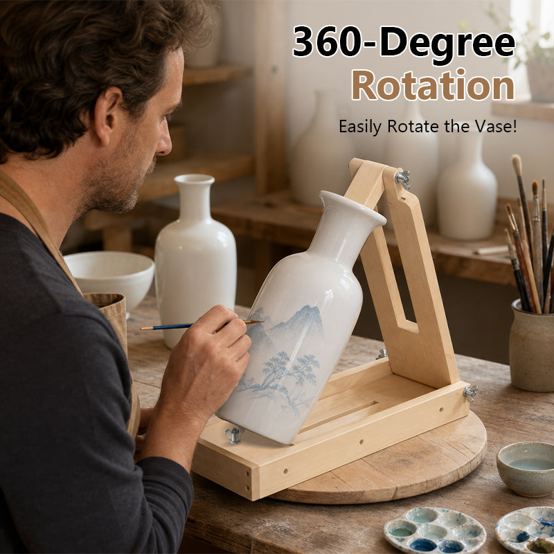 Adjustable Vase Painting Stand | 360° Rotating Support for Ceramic & Glass Art