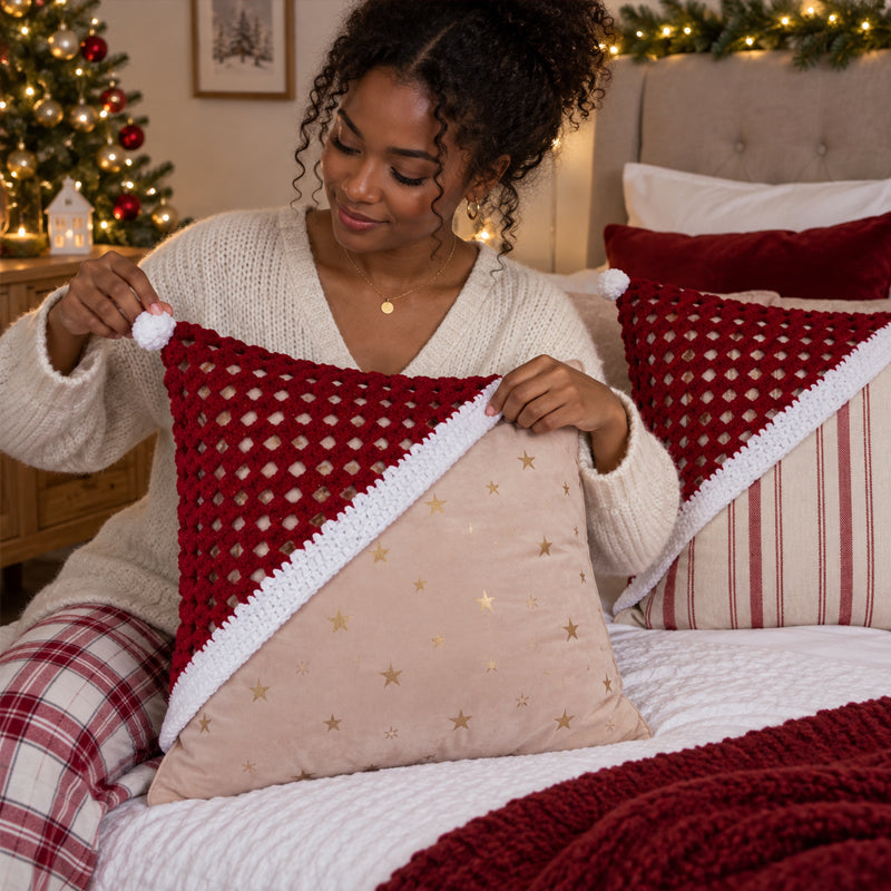 🎄 Christmas Santa Hat Pillow Cover