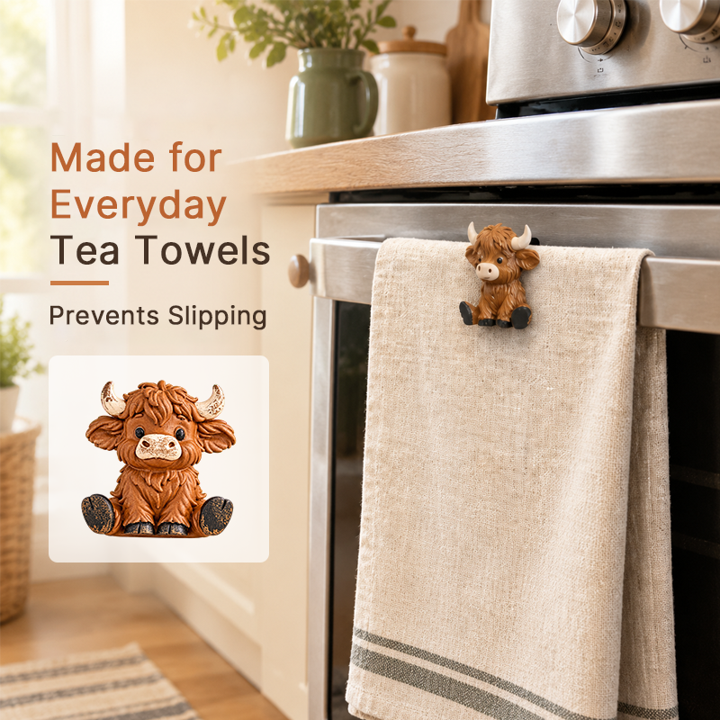 Highland Cow Tea Towel Clip