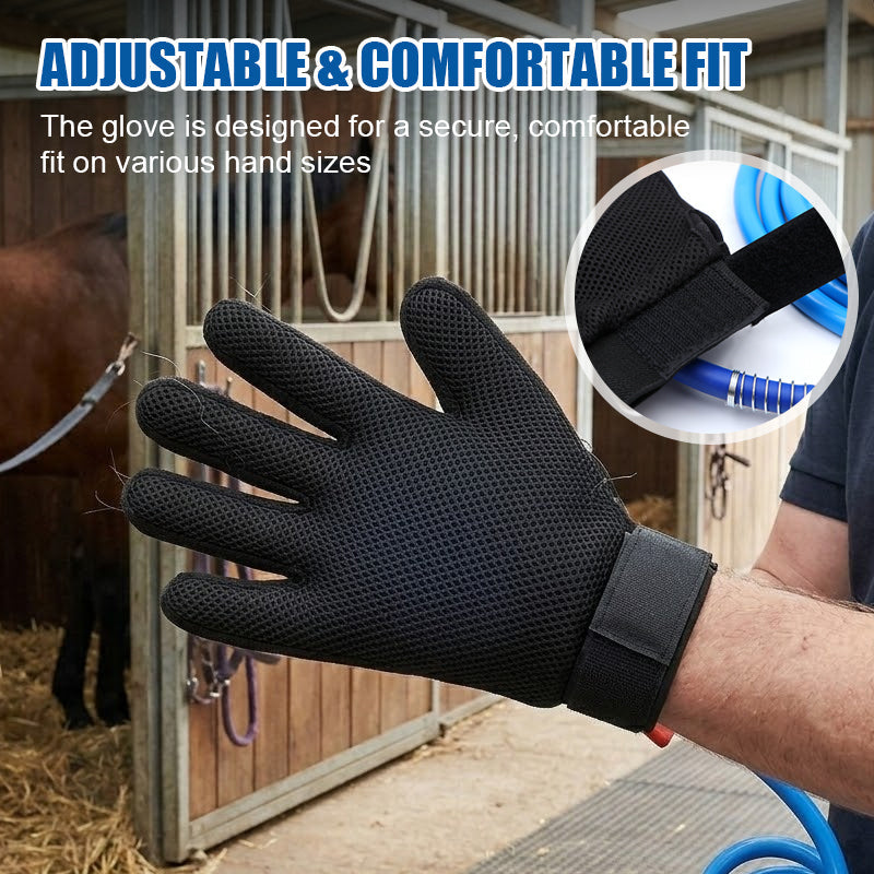 Pet Bathing & Massaging Grooming Glove with Sprayer Hose - 5-Finger Deshedding Shower Tool for Dogs & Cats