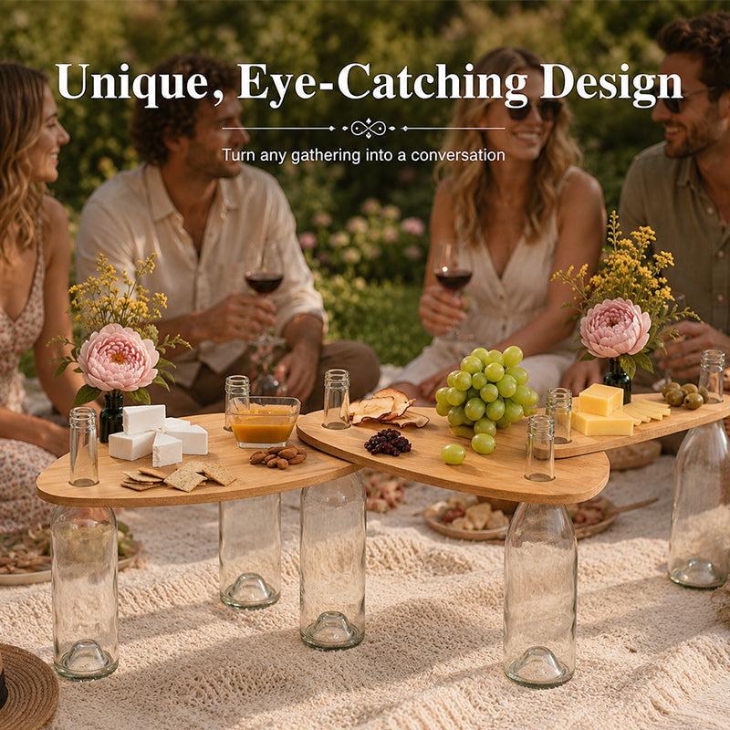 Artisanal Wine Flight Serving Tray Set - Unique Drink Holders for Entertaining