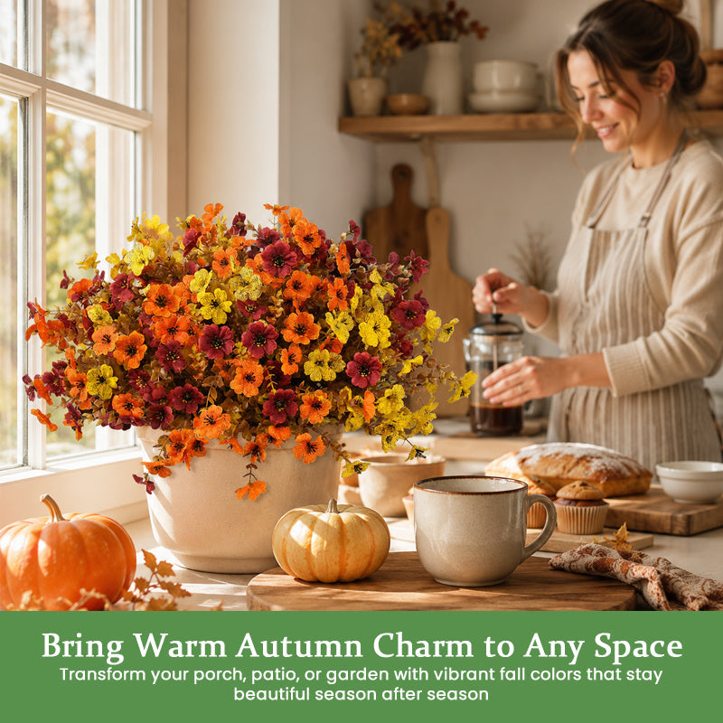 Autumn Eucalyptus & Violet Artificial Flowers for Home Decor