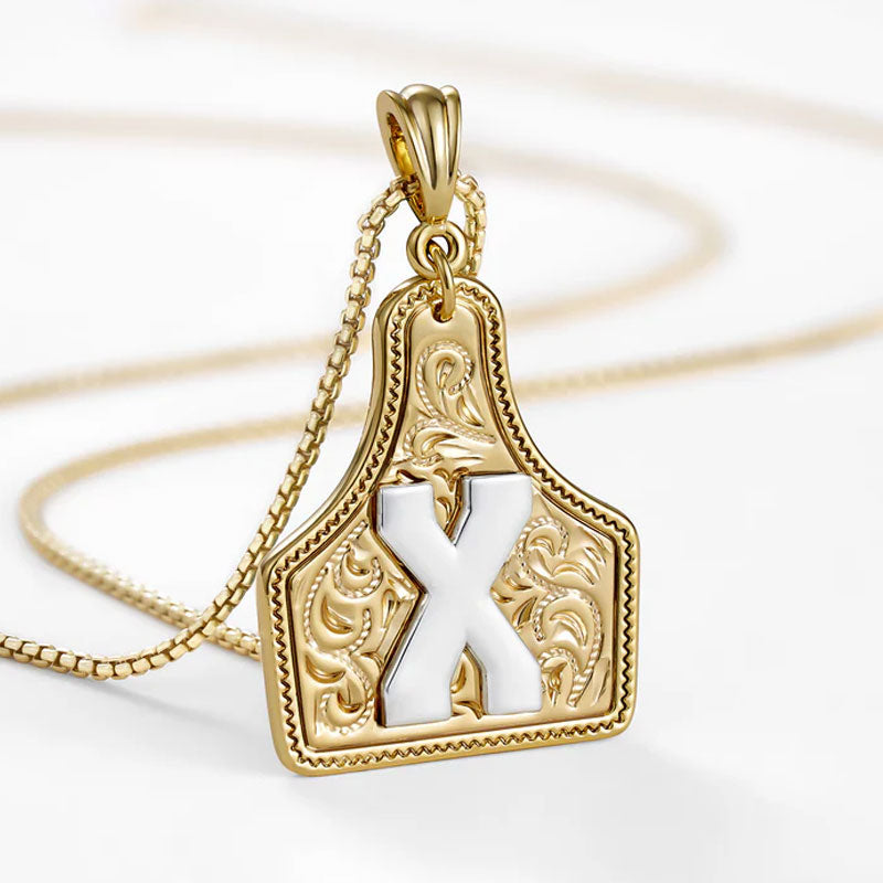🤠 Letter Pendant CowTag Initial Necklace