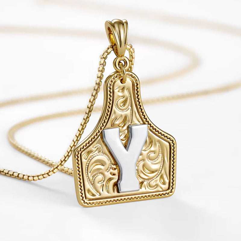 🤠 Letter Pendant CowTag Initial Necklace
