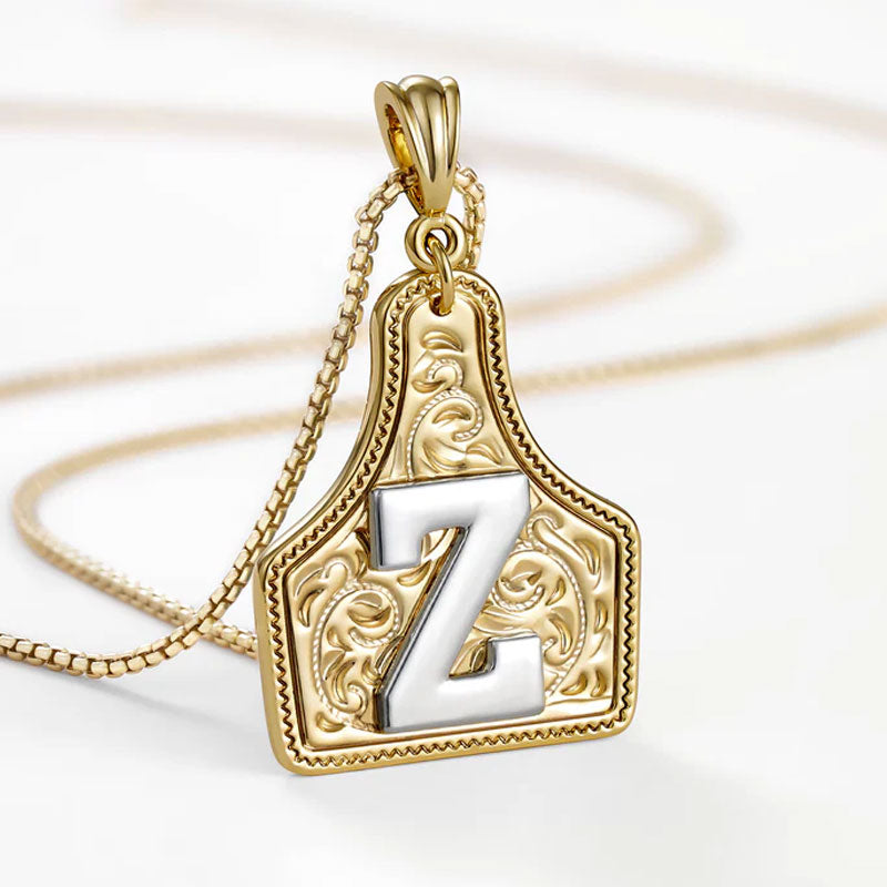 🤠 Letter Pendant CowTag Initial Necklace