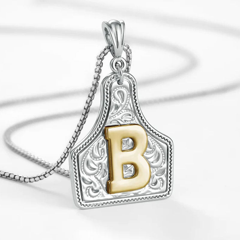 🤠 Letter Pendant CowTag Initial Necklace