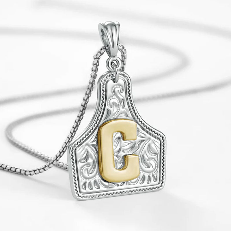 🤠 Letter Pendant CowTag Initial Necklace