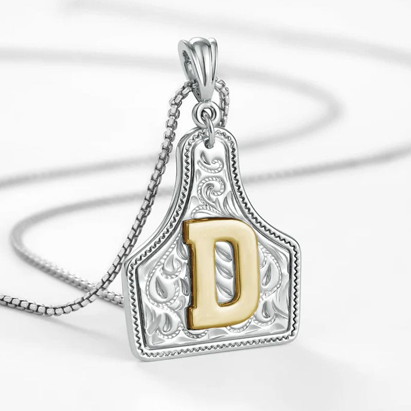 🤠 Letter Pendant CowTag Initial Necklace