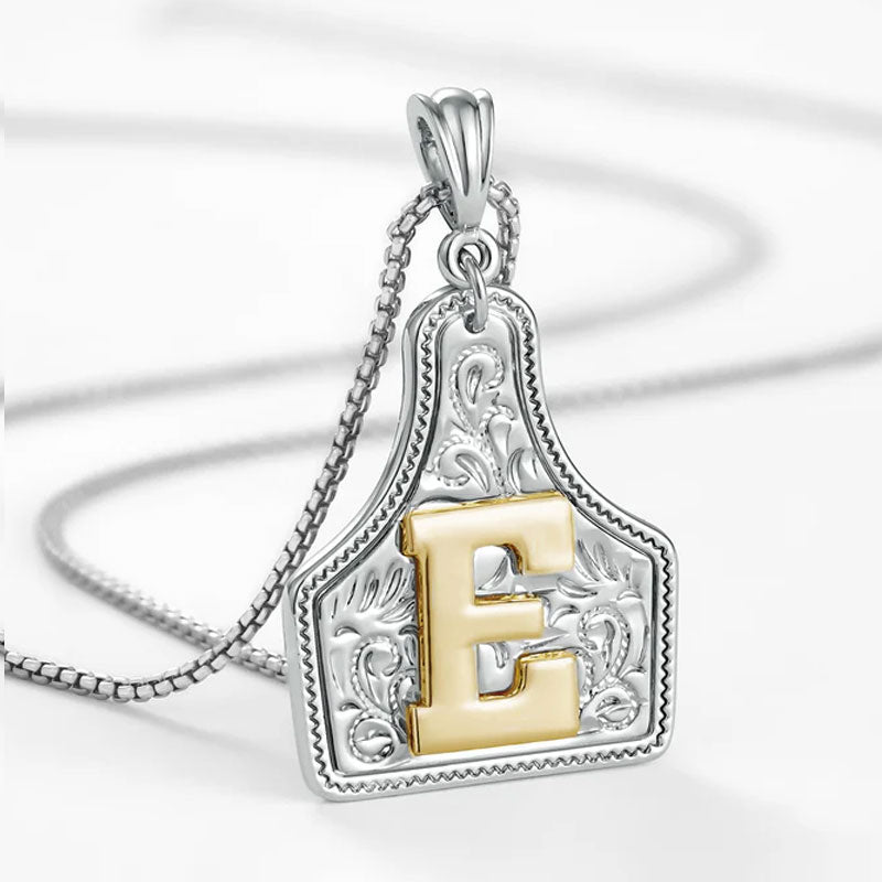 🤠 Letter Pendant CowTag Initial Necklace