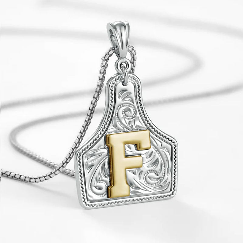 🤠 Letter Pendant CowTag Initial Necklace