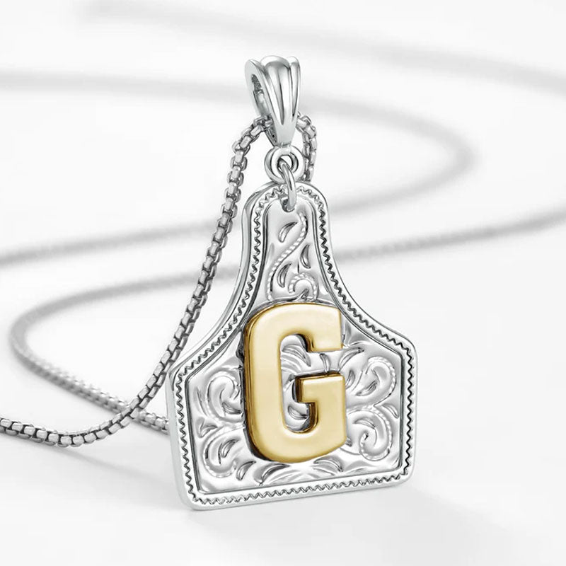🤠 Letter Pendant CowTag Initial Necklace