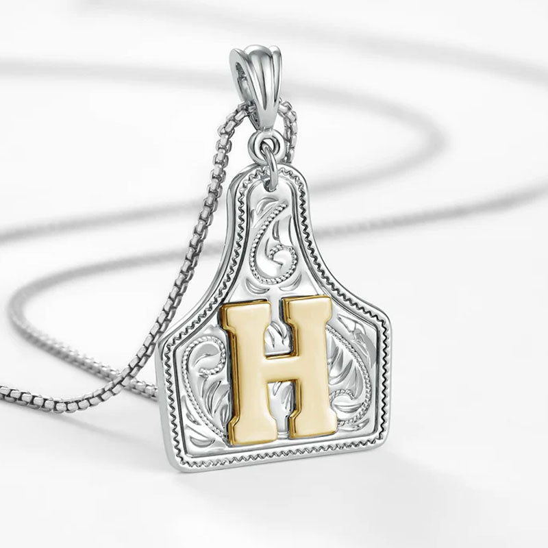 🤠 Letter Pendant CowTag Initial Necklace