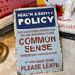 😂🤘Sarcastic "Common Sense Policy" Vintage Metal Sign
