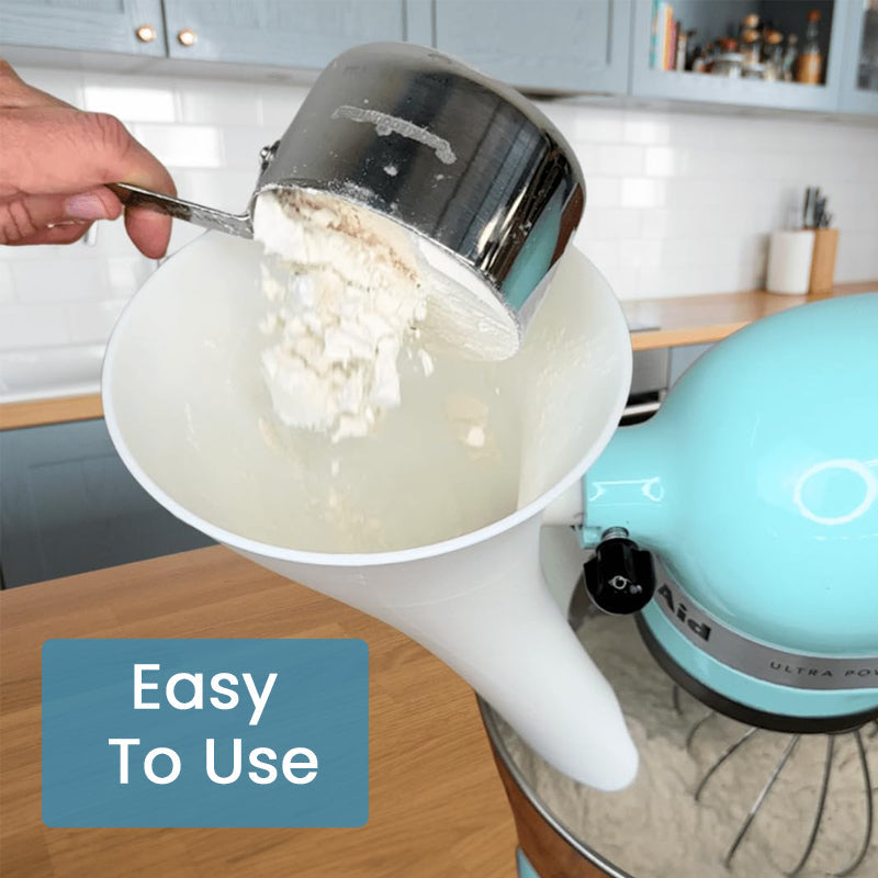 Mixer Hopper™ – No-Mess Flour & Sugar Filling Funnel for Stand Mixers