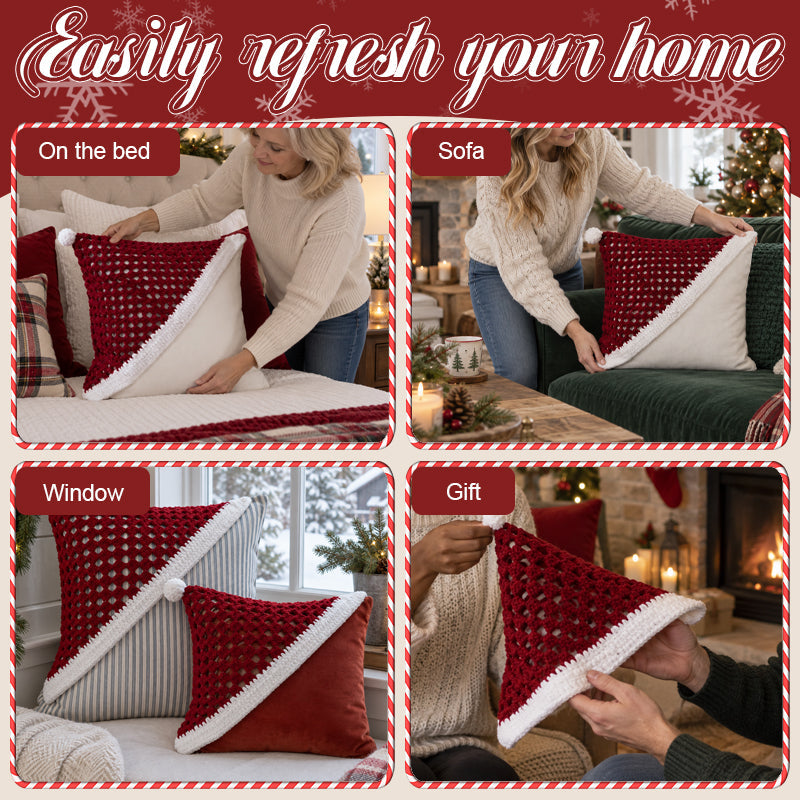 🎄 Christmas Santa Hat Pillow Cover