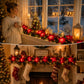 Christmas Poinsettia LED Garland | Lighted Holiday Stair & Mantel Decor
