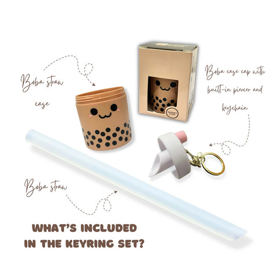 Reusable straw keychain set