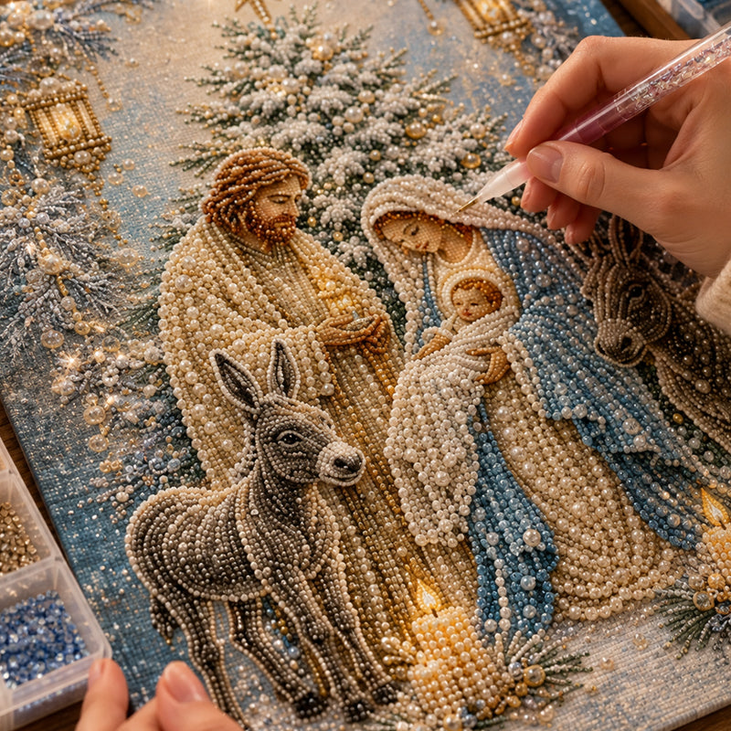 Nativity Scene Diamond Painting Kit – Christmas Christian DIY Decor