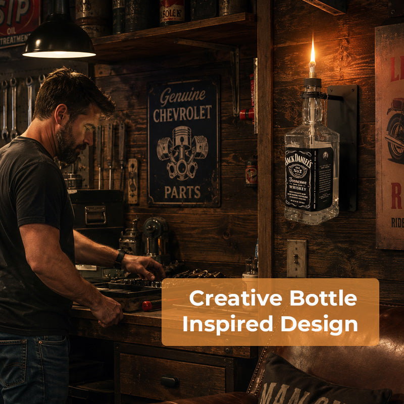 Wall Mounted Bottle Candle Holder Bracket – Rustic DIY Bottle Torch Display