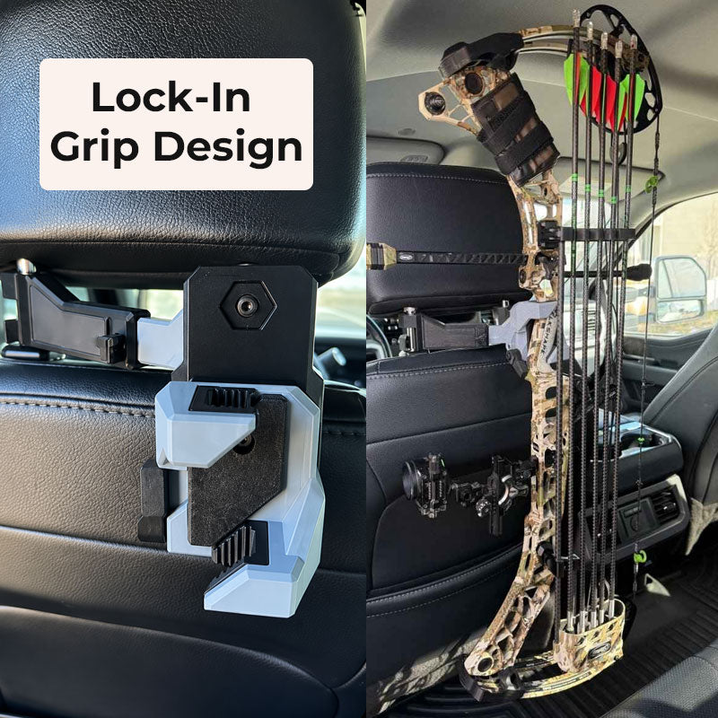 HuntLock™ Vehicle Bow Rack – Secure Rear Seat Archery Storage for Hunting Trips