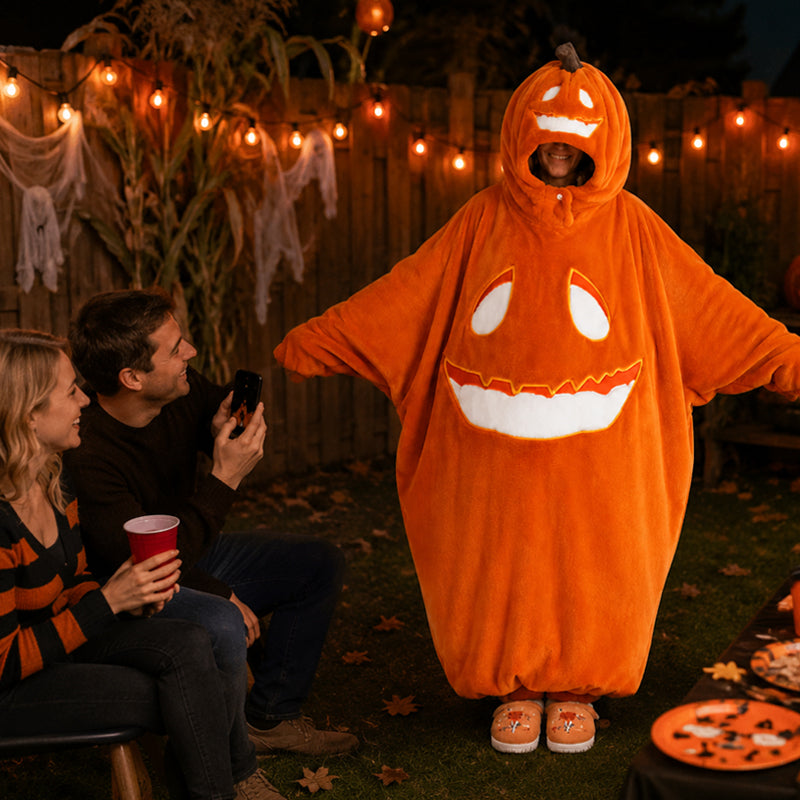 🎃 Early Halloween Drop | Cozy Pumpkin Onesie | Jack-O'-Lantern Halloween Jumpsuit Pajama Costume