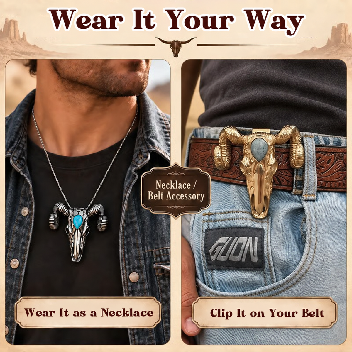 Western Ram Skull Pendant Decoration