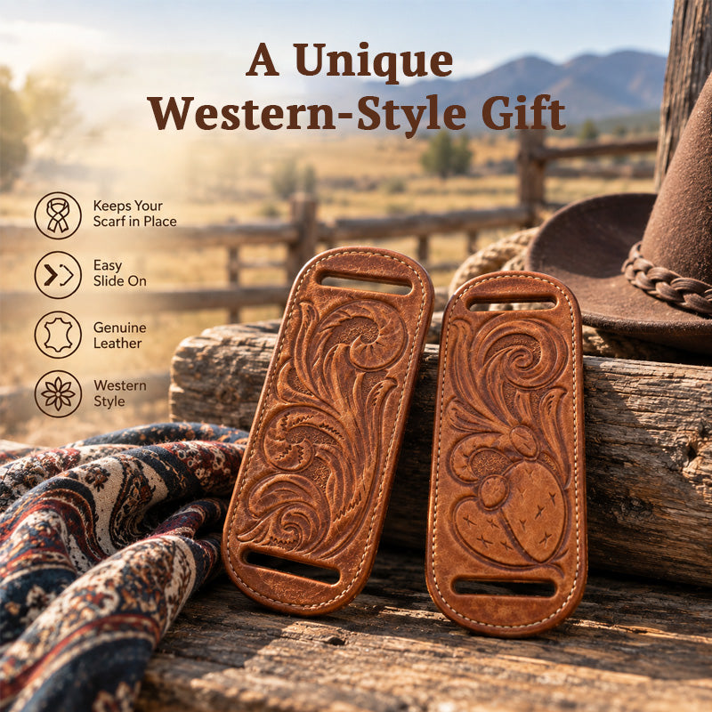 Hand Tooled Leather Wild Rag Scarf Slide