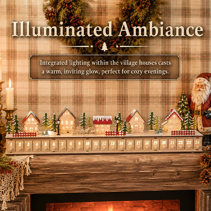 🎄 Early Christmas Sale | Musical Christmas Village Advent Calendar | Lighted Wooden Countdown Music Box