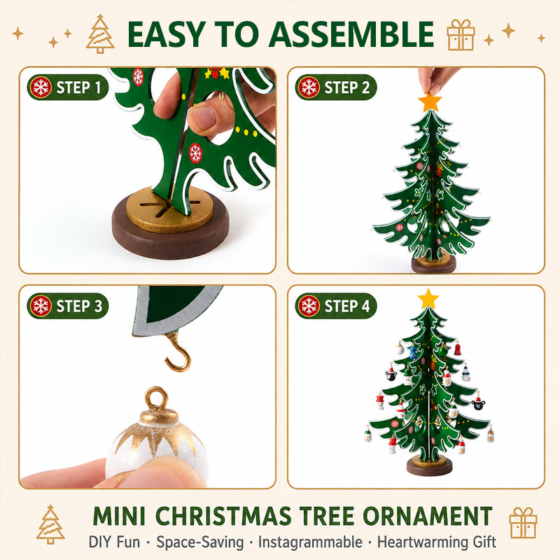 24-Day Wooden Christmas Tree Advent Calendar with Ornaments