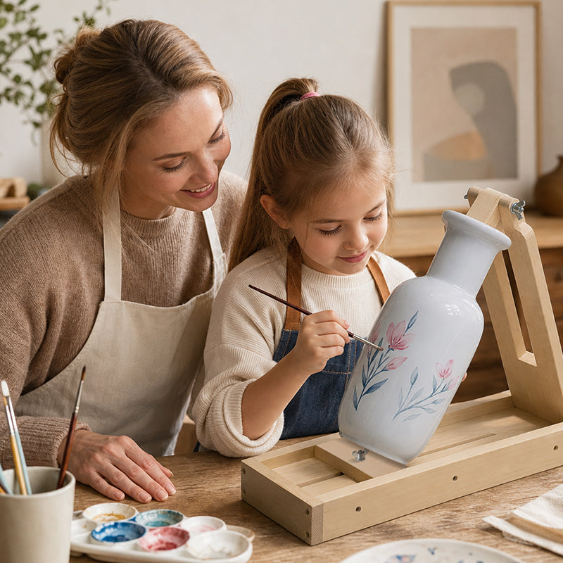 Adjustable Vase Painting Stand | 360° Rotating Support for Ceramic & Glass Art