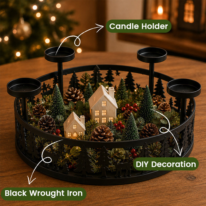 Christmas Forest Advent Candle Holder | 4-Week Holiday Countdown Decor