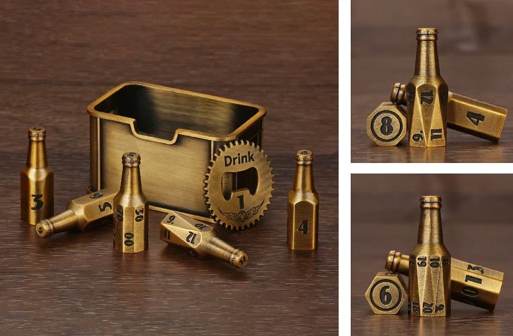 🍺 Metal Beer Bottle Dice Set – The Ultimate RPG Dice Collection 🎲