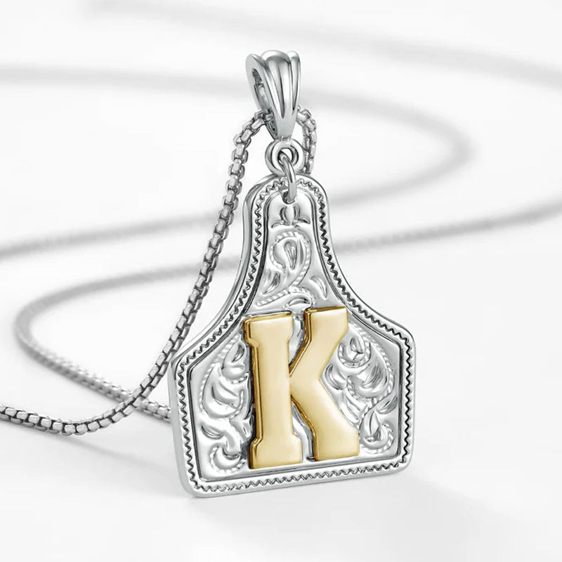 🤠 Letter Pendant CowTag Initial Necklace