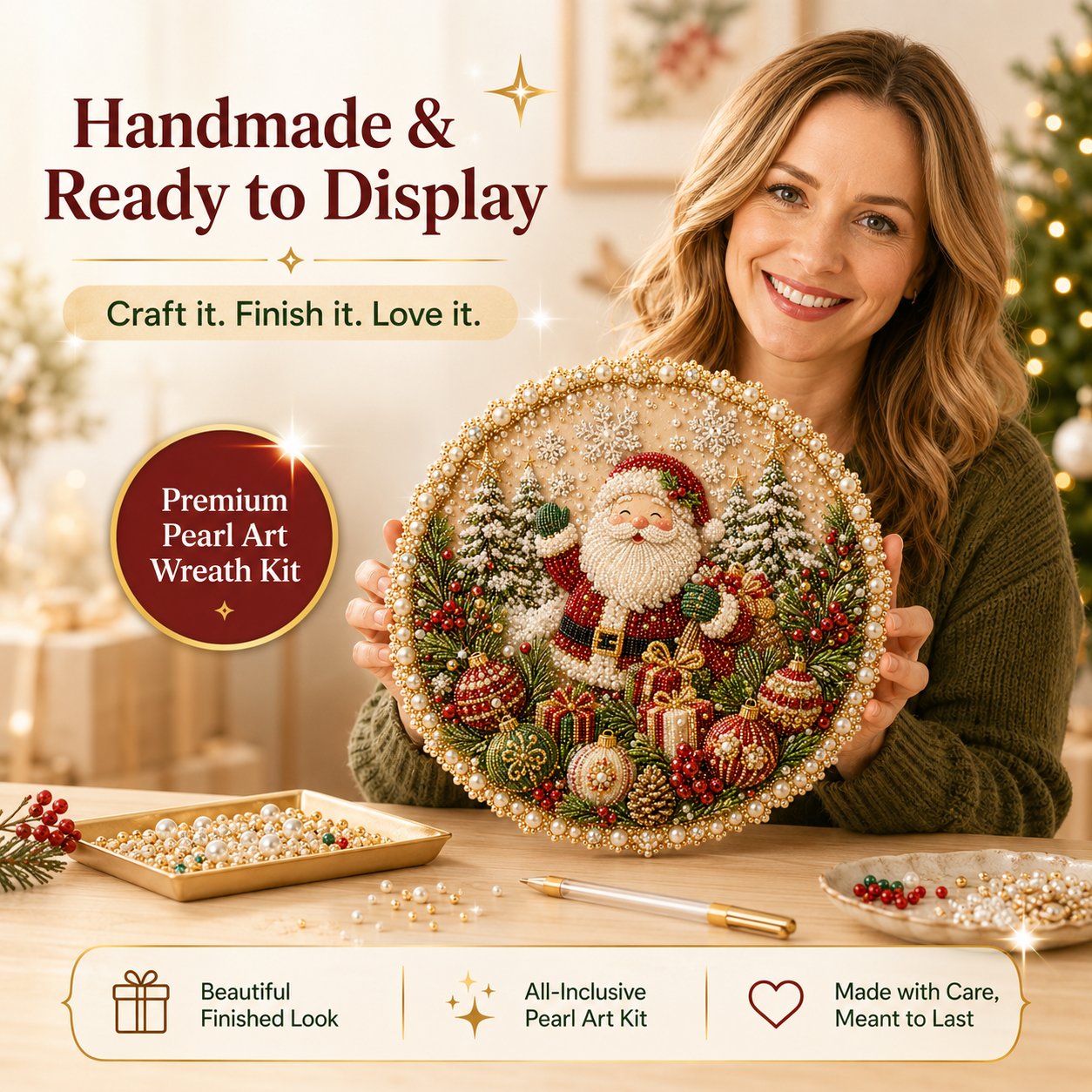 Four Seasons & Holiday Pearl Art Hanging Ornament Kit | DIY Sparkling Seasonal Decor