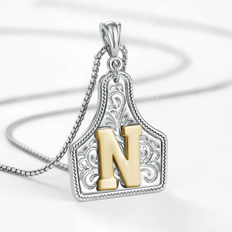 🤠 Letter Pendant CowTag Initial Necklace