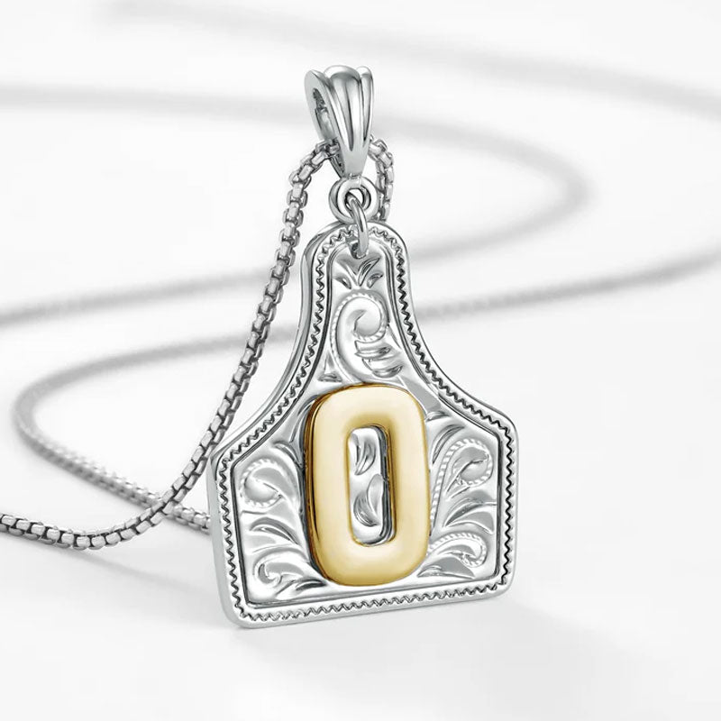 🤠 Letter Pendant CowTag Initial Necklace