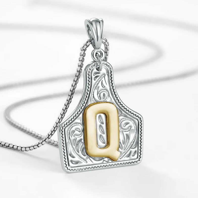 🤠 Letter Pendant CowTag Initial Necklace