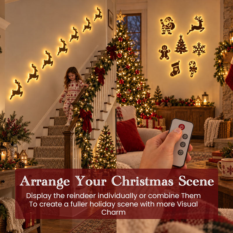 LED Reindeer Wall Decorations - Festive Christmas Lighting